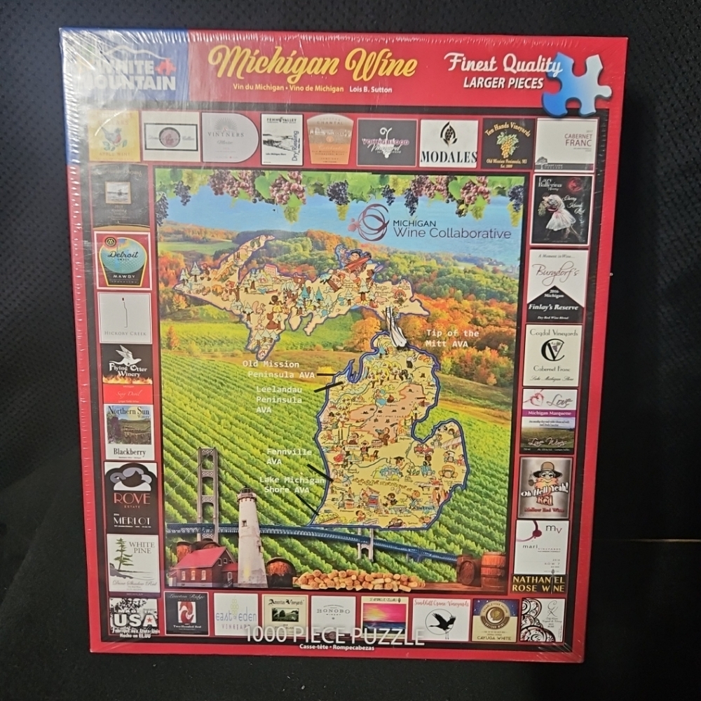 White Mountain‎ Michigan wine 1000 piece puzzle complete 2021 Factory Sealed